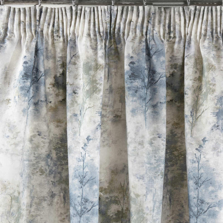 Woodland Lined Tape Top Curtains Blue -  - Ideal Textiles