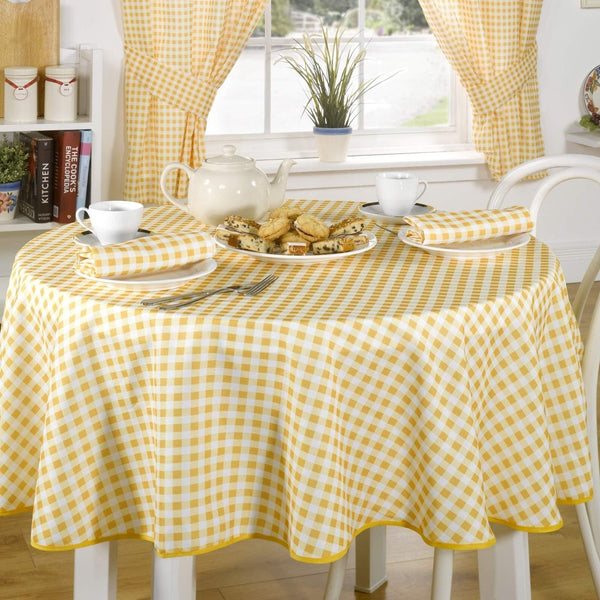 Molly Gingham Check Lemon Tablecloths & Napkins - Ideal