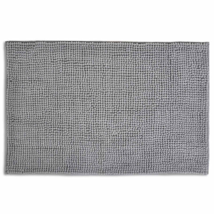 Supersoft Chenille Non-Slip Bath Mat Grey - 50cm x 80cm - Ideal Textiles