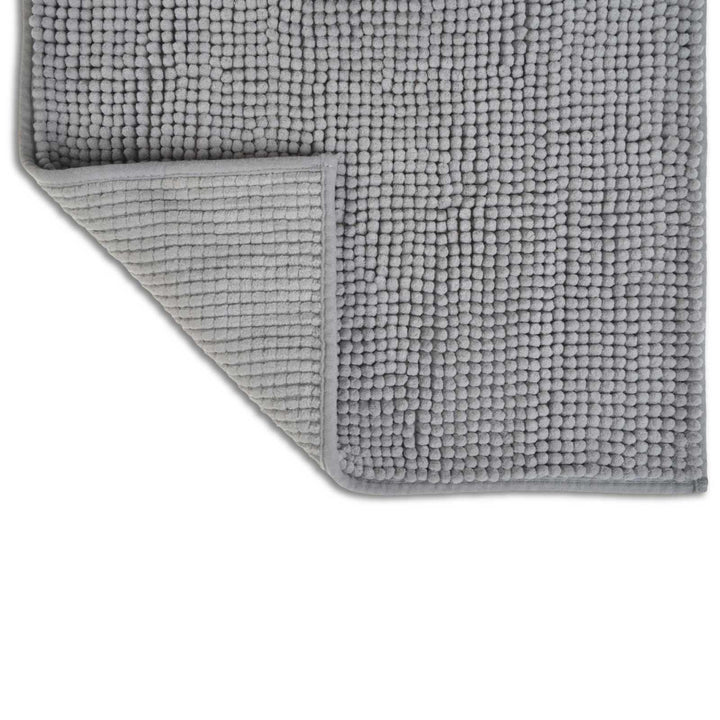 Supersoft Chenille Non-Slip Bath Mat Grey -  - Ideal Textiles