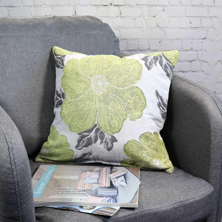 Kira Poppy Lime Cushion Covers 18" x 18" -  - Ideal Textiles