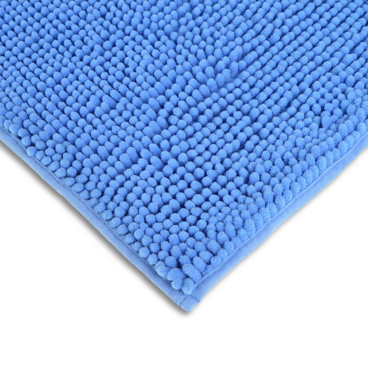 Supersoft Chenille Non-Slip Bath Mat Blue -  - Ideal Textiles