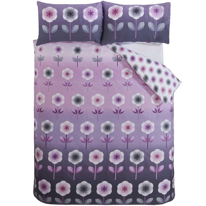 Carrie Floral Ombre Reversible Mauve Duvet Cover Set -  - Ideal Textiles