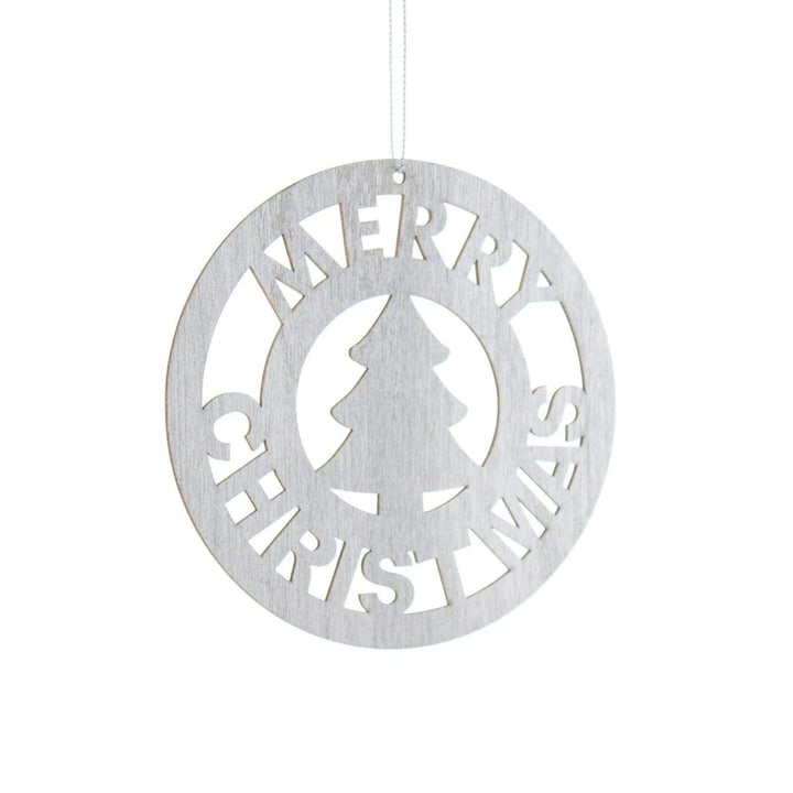 Silver Laser Cut Merry Christmas Hanging Decoration - Ideal