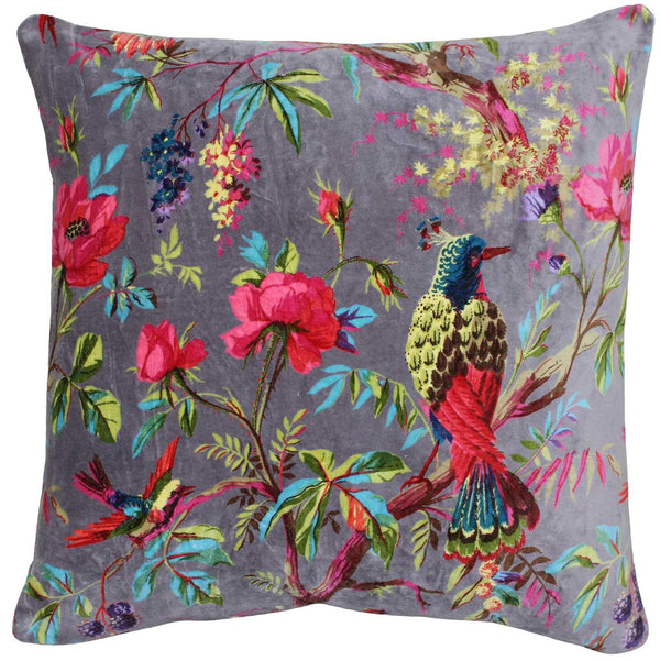 Paradise Tropical Chinoiserie Velvet Mink Cushion Covers 20'' x 20'' -  - Ideal Textiles
