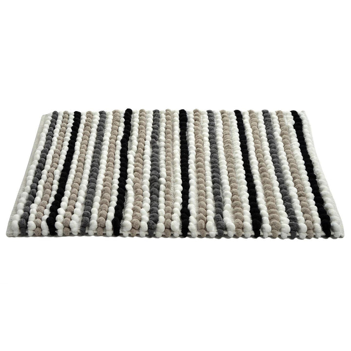California Stripe Chunky Bobble Bath Mat Monochrome -  - Ideal Textiles
