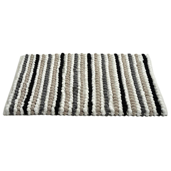 California Stripe Chunky Bobble Bath Mat Monochrome Ideal Textiles