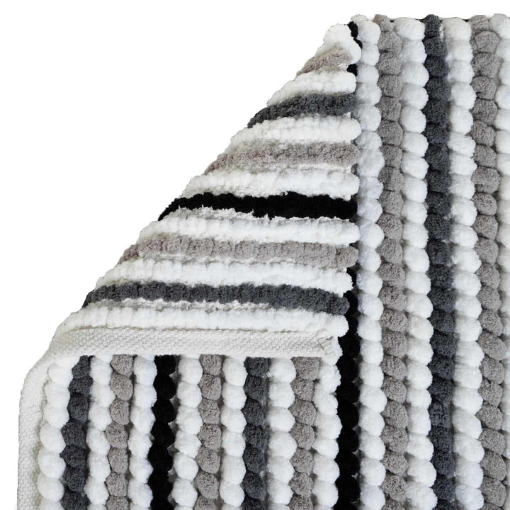 California Stripe Chunky Bobble Bath Mat Monochrome -  - Ideal Textiles