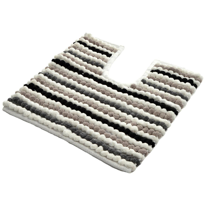 California Stripe Chunky Bobble Pedestal Mat Monochrome -  - Ideal Textiles