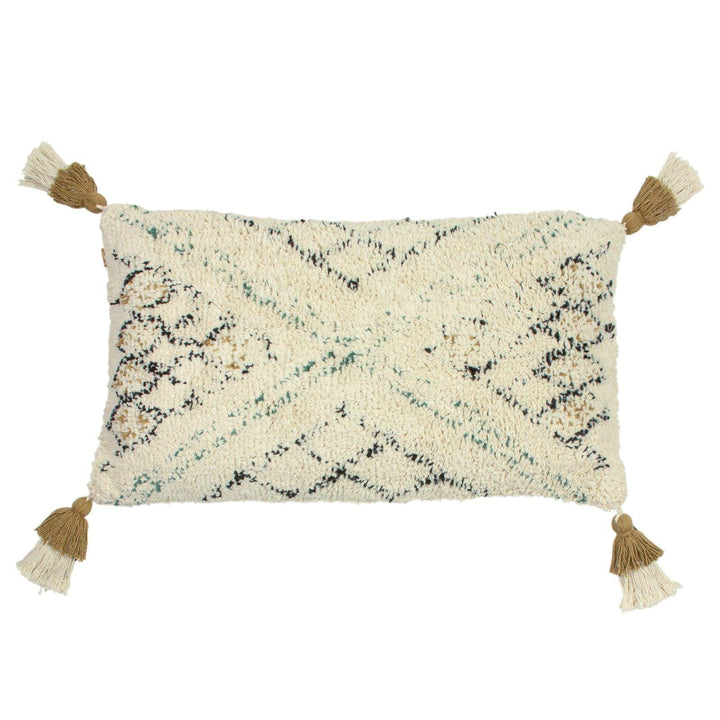 Atlas Kilim Tufted Tasselled Moss Cushion Covers 12'' x 20'' -  - Ideal Textiles
