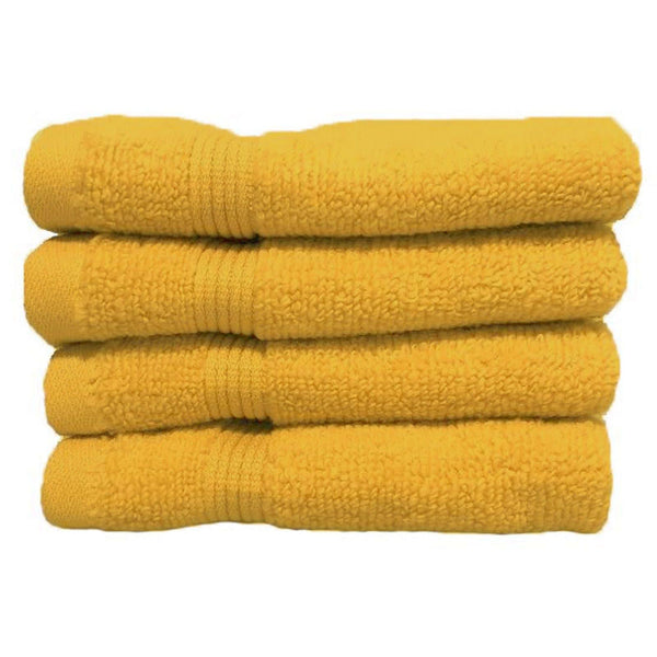 Zero Twist Mustard Egyptian Cotton 4 Piece Face Cloth Set -  - Ideal Textiles