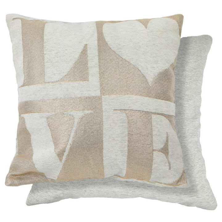 Amor Love Chenille Natural Cushion Cover 17" x 17" - Ideal