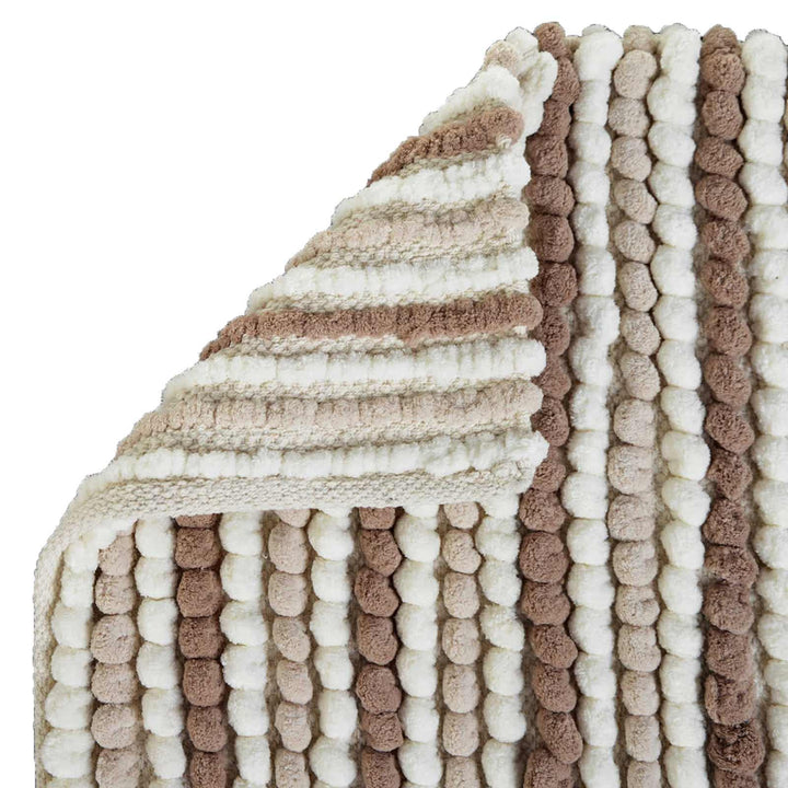 California Stripe Chunky Bobble Bath Mat Natural -  - Ideal Textiles