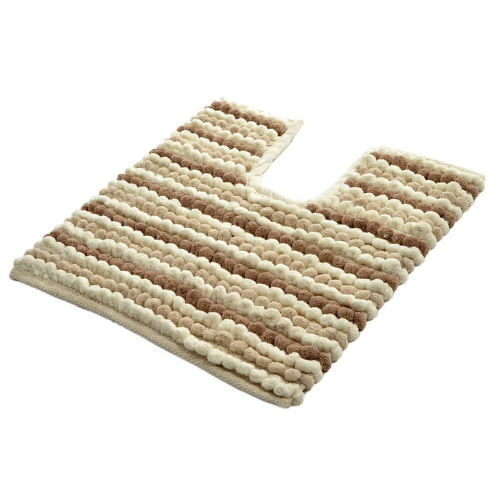 California Stripe Chunky Bobble Pedestal Mat Natural Ideal Textiles