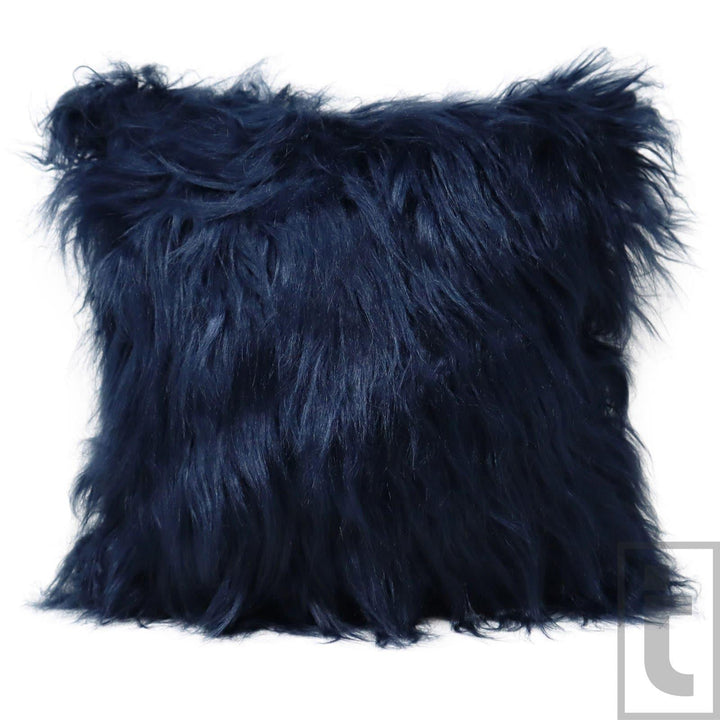 Mongolian Faux Fur Navy Cushion Cover 17'' x 17'' - Ideal