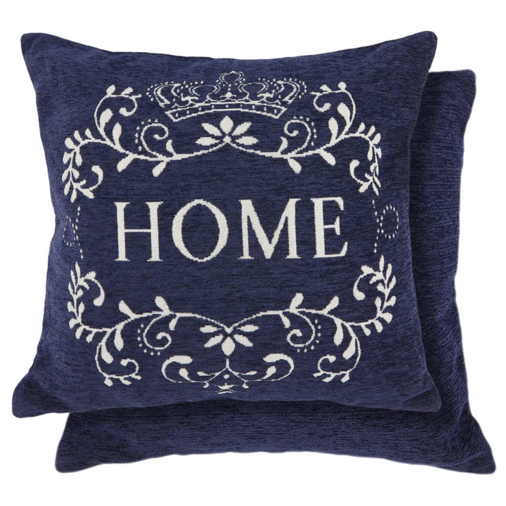 Amor Home Chenille Navy Cushion Cover 17" x 17" - Ideal