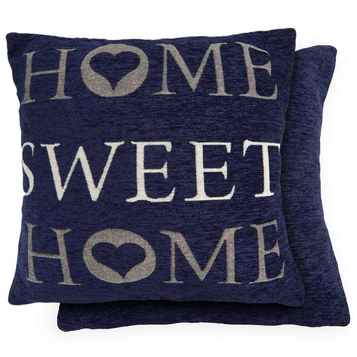 Home Sweet Home Chenille Navy Cushion Cover 17" x 17" - Ideal