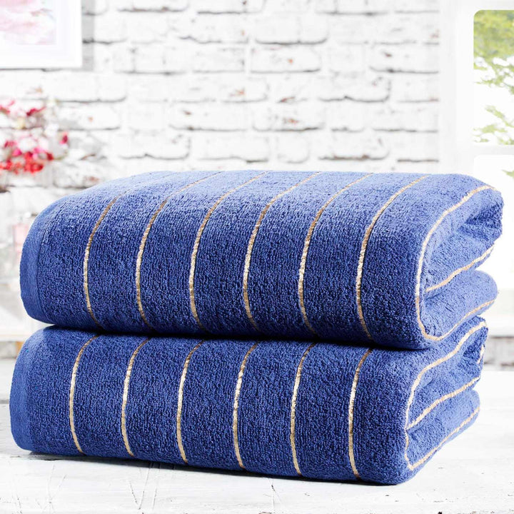 Sandringham Navy 2 Piece Bath Sheet Towel Set -  - Ideal Textiles