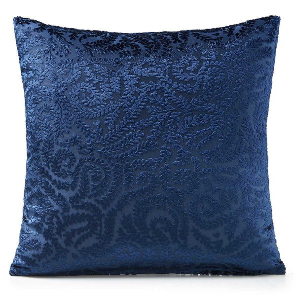 Ashdown Velvet Leaf Navy Cushion Cover 18" x 18" -  - Ideal Textiles