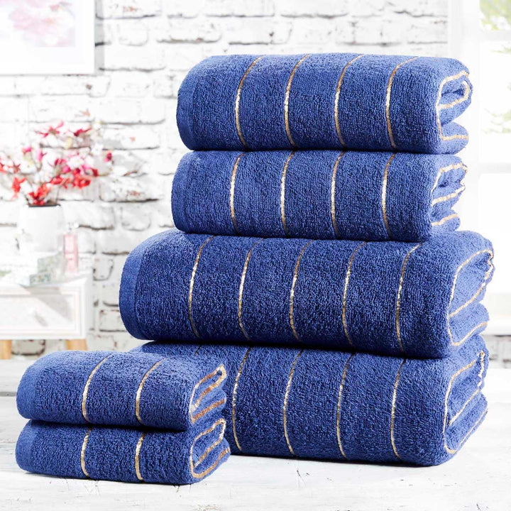 Sandringham Navy 6 Piece Towel Bale Set -  - Ideal Textiles