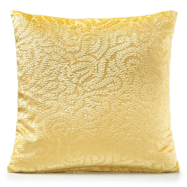 Ashdown Velvet Leaf Ochre Cushion Cover 18" x 18" -  - Ideal Textiles