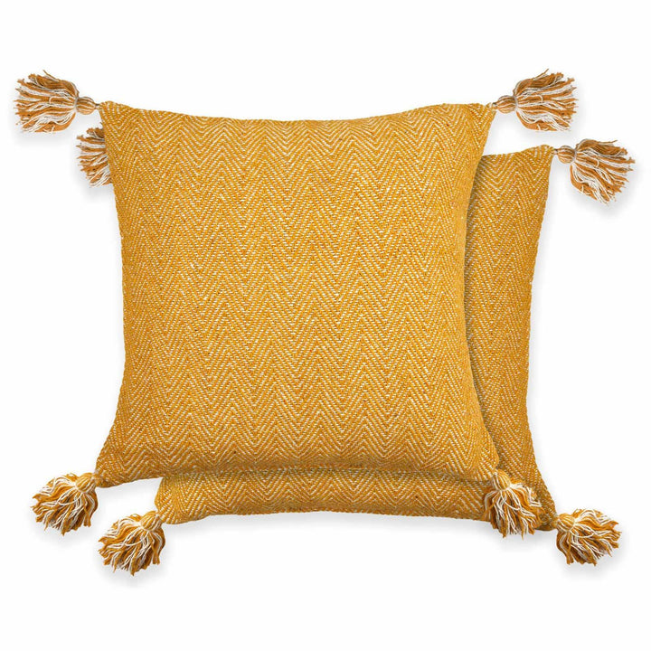Herringbone Woven Ochre Cushion Cover 17'' x 17'' - Ideal