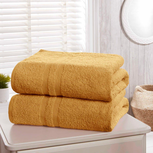 Camden Ochre 2 Piece Bath Sheet Towel Set -  - Ideal Textiles