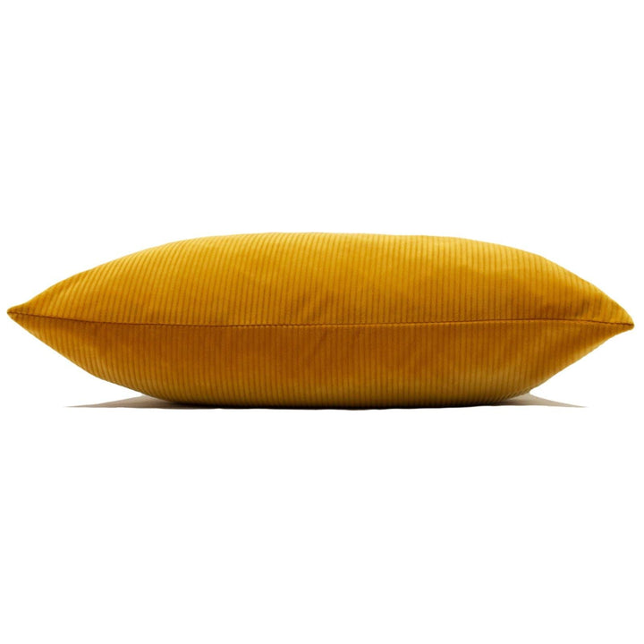 Aurora Ribbed Corduroy Velvet Ochre Cushion Covers 18'' x 18'' -  - Ideal Textiles