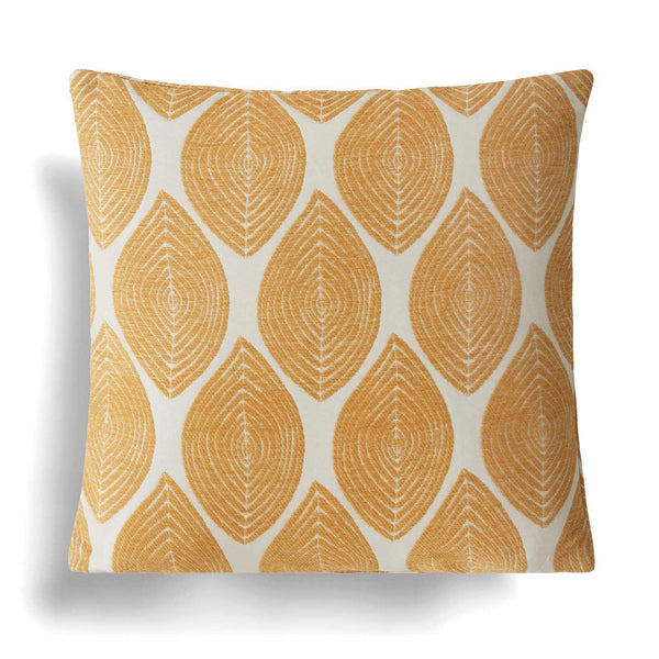 Bliss Chenille Leaf Ochre Cushion Cover 18'' x 18'' -  - Ideal Textiles