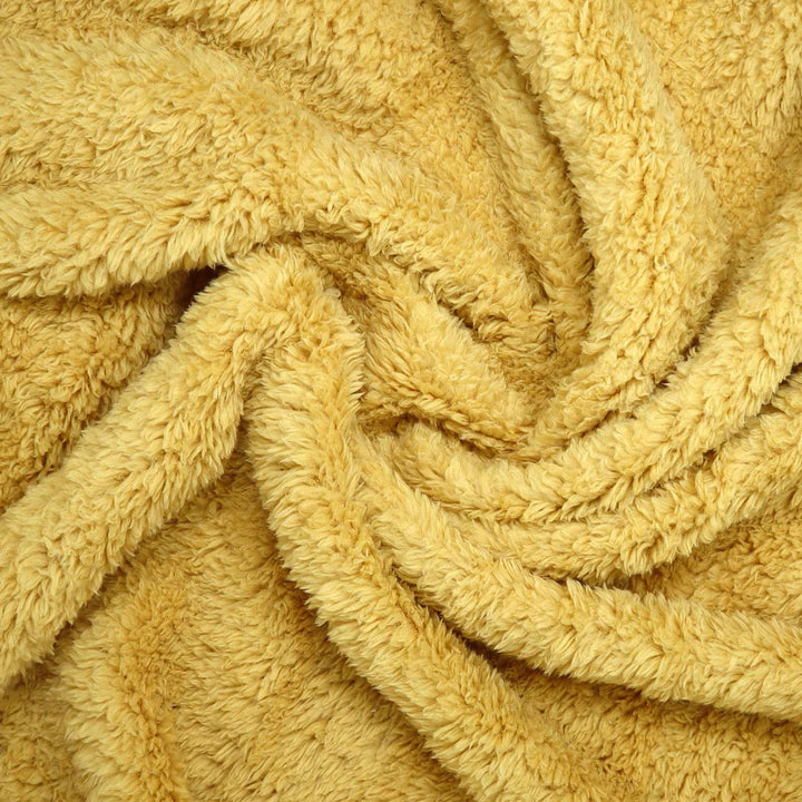 Teddy Bear Fleece Ochre Throw Blankets -  - Ideal Textiles