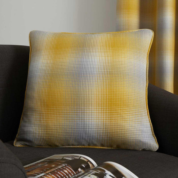 Lincoln Check Woven Ochre Cushion Covers 17'' x 17'' -  - Ideal Textiles