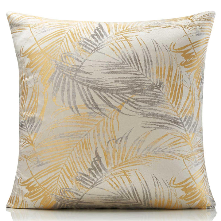 Fiji Jacquard Palm Ochre Cushion Cover 18" x 18" -  - Ideal Textiles