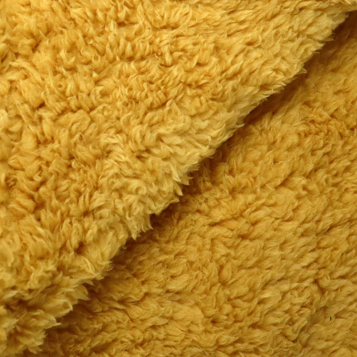 Teddy Bear Fleece Ochre Throw Blankets -  - Ideal Textiles