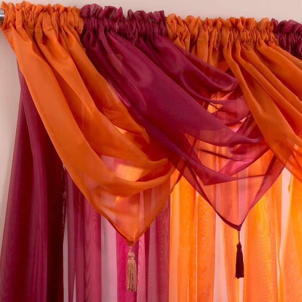 Plain Tassel Orange Voile Curtain Swags -  - Ideal Textiles
