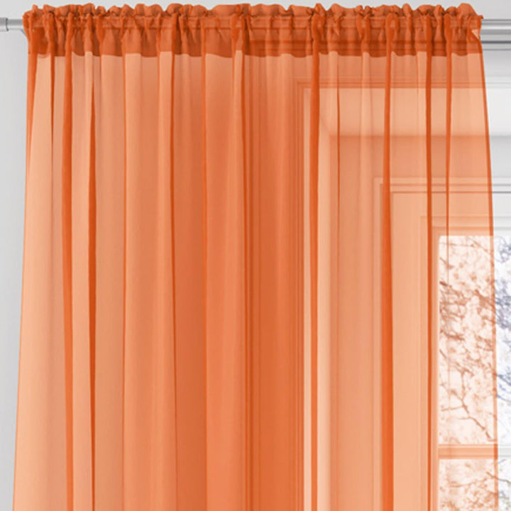 Plain Voile Curtain Panels Orange - 59'' x 48'' - Ideal Textiles