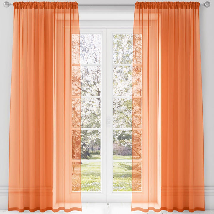 Plain Voile Curtain Panels Orange -  - Ideal Textiles