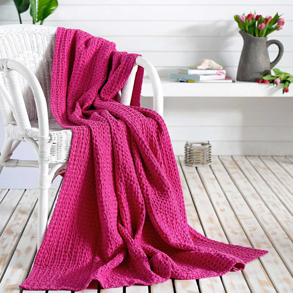 Mallory Luxury Honeycomb Waffle Throw Orchid -  - Ideal Textiles
