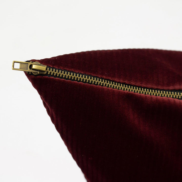 Aurora Ribbed Corduroy Velvet Ox Blood Cushion Covers 18'' x 18'' -  - Ideal Textiles