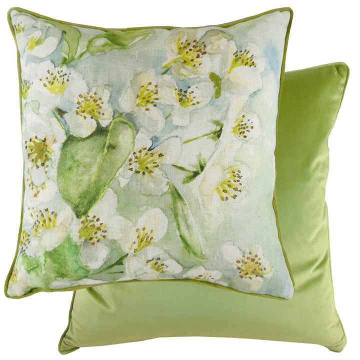 Blossoms Floral Pear Tree Print Green Cushion Covers 17'' x 17'' -  - Ideal Textiles
