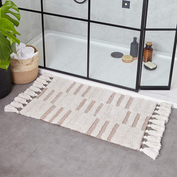 Tassel Stitch Cotton Bath Mat Pecan - Ideal