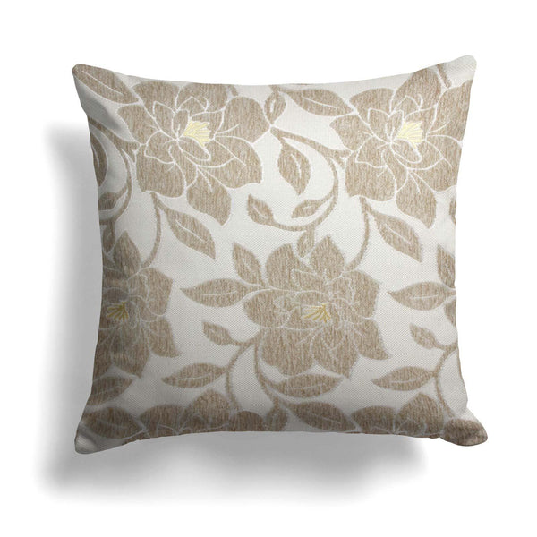 Peony Floral Chenille Cream Cushion Cover 18'' x 18'' -  - Ideal Textiles