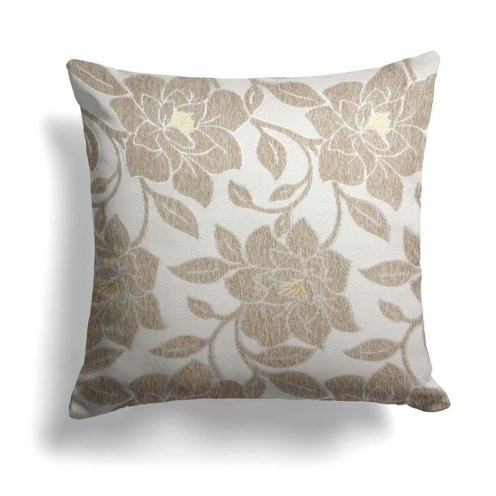 Peony Floral Chenille Cream Cushion Cover 22'' x 22'' -  - Ideal Textiles
