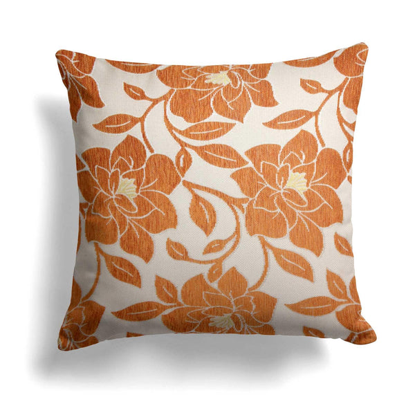 Peony Floral Chenille Orange Cushion Cover 18'' x 18'' -  - Ideal Textiles