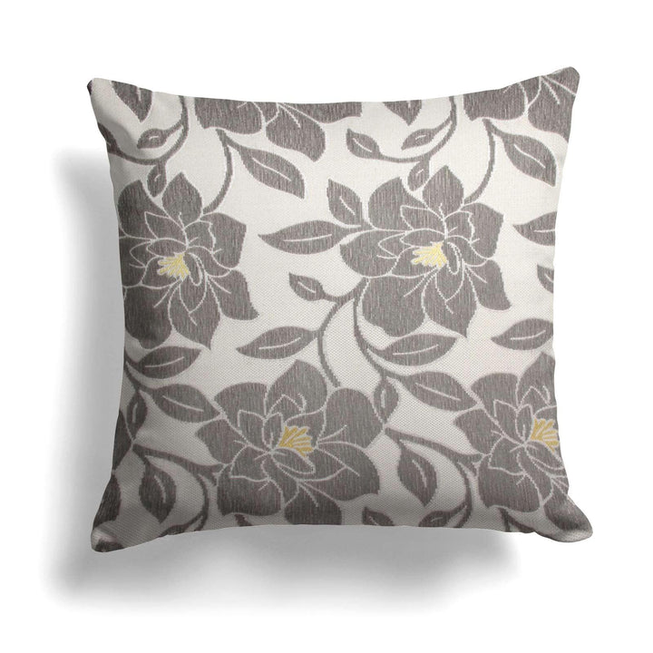 Peony Floral Chenille Silver Cushion Cover 18'' x 18'' -  - Ideal Textiles