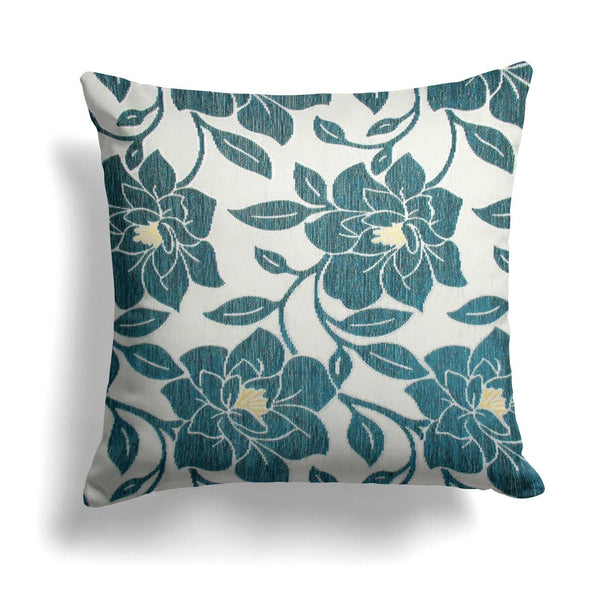Peony Floral Chenille Teal Cushion Cover 18'' x 18'' -  - Ideal Textiles