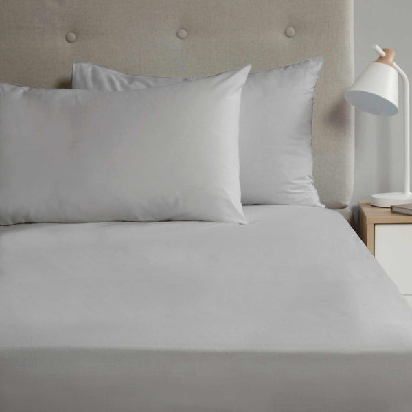 Plain Percale Housewife Pillowcases Pair Grey -  - Ideal Textiles