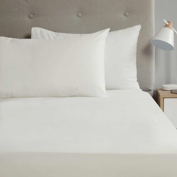 Plain Percale Housewife Pillowcases Pair Cream -  - Ideal Textiles