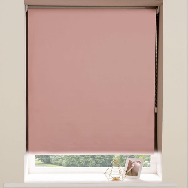 Plain Thermal Blackout Roller Blind Pink - 60cm width x 165cm drop - Ideal Textiles