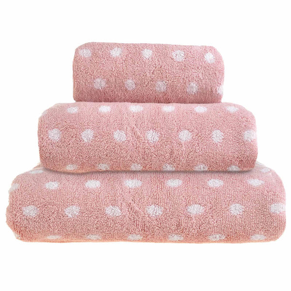 Spots Polka Dot 100% Cotton Towel Pink - Hand Towel - Ideal Textiles