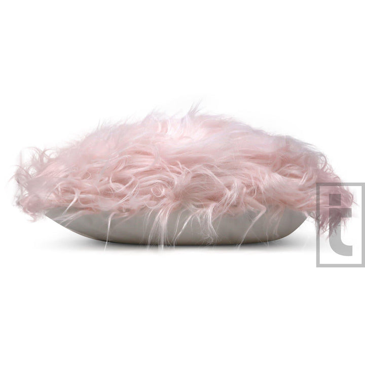 Mongolian Faux Fur Pink Cushion Cover 17'' x 17'' - Ideal
